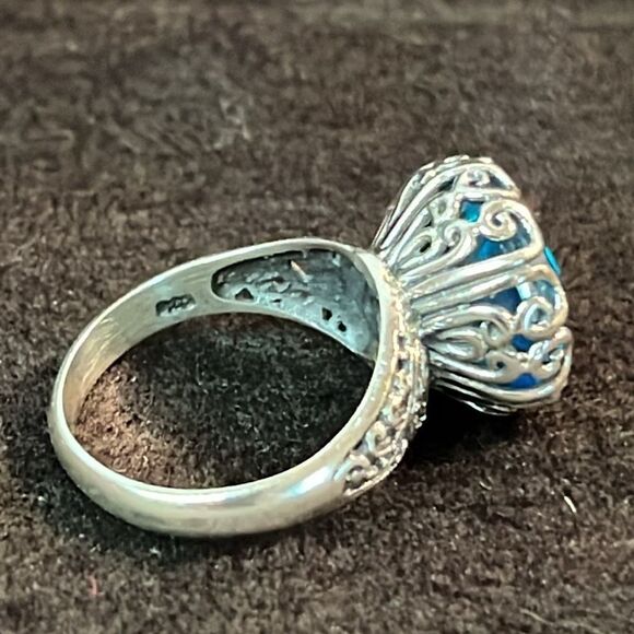 Solitaire Caribbean Quartz Sterling Silver Ring 6.25Ctw size 6 - Picture 7 of 12